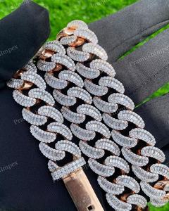 Collar con colgante de moissanita con forma de baguette redondo de 20mm de alta calidad, cadena de eslabones cubanos chapada en oro, estilo Hip Hop, fiesta Unisex India - Product Image 2