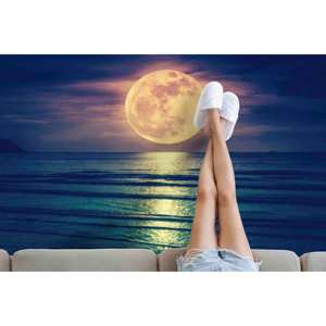 Alfombra Luna Sobre el Mar: Decoración de Paisaje Costero, Alfombra Impresa, Alfombra Suave con Pelo Largo - Product Image 2