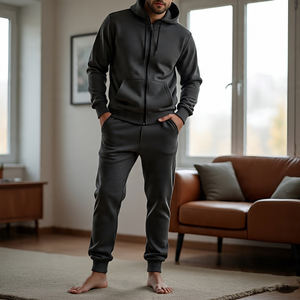 Chándal con cremallera para hombre Sudadera con capucha y pantalones de chándal Jogger Conjuntos de dos piezas Chándal informal con diamantes de imitación para hombre - Product Image 2