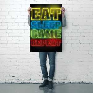 Affiche de jeu Eat Sleep Game Repeat en toile avec cadre noir - Product Image 4
