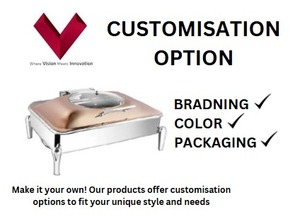 Vente d'usine, prix bas, couvercle rectangulaire pour réchaud à buffet en acier inoxydable, or rose, 10L, design élégant pour réchaud à buffet rectangulaire. - Product Image 3