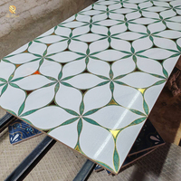 Carreaux en porcelaine Springletile 3D à texture dorée, motif floral vert, finition mate antidérapante, pour murs et sols intérieurs, décoration pour villa et maison