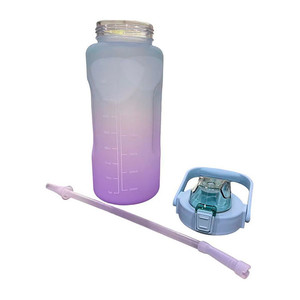 Bouteille d'eau Mooca dégradée avec paille 750 ml, design dessin animé pour adultes, bureau, randonnée, camping, en plastique PC écologique - Product Image 5