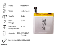 PL332728V 332728 Baterai Lithium Polimer 290mAh 3.8V Baterai Isi Ulang untuk Stratos 2 Stratos 2S A1609 A1619