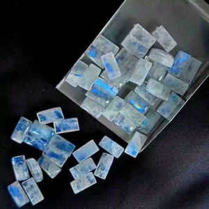 Collar de Cabujón de Piedra Lunar Arcoíris Blanca 100% Natural Premium, Gemas Sueltas de 8x16mm con Forma Rectangular - Product Image 2