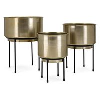 Ensemble de 2 vases à fleurs en acier en forme de cône triangulaire avec support, revêtement en poudre, décoration de luxe pour l'intérieur/le jardin, pour la maison