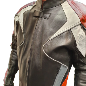 Chaqueta de moto de cuero genuino negro de talla grande unisex de invierno con diseño transpirable a prueba de viento para montar en carretera - Product Image 4