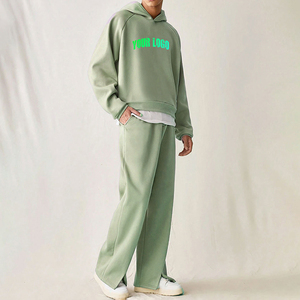 Survêtements d'hiver pour hommes de haute qualité OEM, logo personnalisé imprimé, 100% coton, couleur unie, streetwear, pull régulier, 2 pièces - Product Image 1