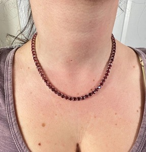 Popular Style Ruby Red Moissanite Diamond <b>Tennis</b> Chain With Gold Plated 925 <b>Silver</b> Iced Out Fine Jewelry For Birthday Gift - Product Image 4