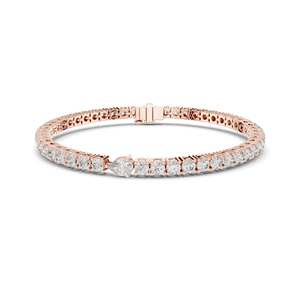 5.75 CT Lab Diamond Tennis <b>Bracelet</b> with Pear Cut Center Round Brilliant & Pear Cut 10KT, 14KT, 18KT Gold & 925 <b>Silver</b> - Product Image 2