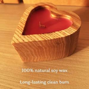 Soy Wax Candles in Unique <b>Wooden</b> <b>heart</b> lovely Jar Designs for Wedding Holiday valentines day & other occasion Gifts - Product Image 5