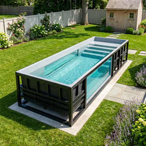 Villa de luxe Panneau acrylique en fibre de verre WPC Piscine extérieure hors sol SPA Piscina avec finition en bois pour jardin - Product Image 3