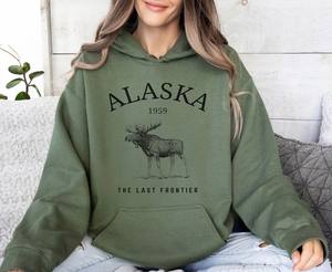 Sudadera con capucha Alaska Moose, sudadera con capucha unisex, jersey de Alaska, camiseta de estado, regalo The Last Frontier - Product Image 3
