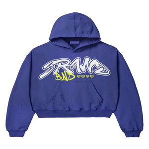 เสื้อฮู้ดสำหรับผู้ชายขนาดใหญ่พิเศษมีซิปรูดซิปแนวสตรีทผ้าคอตตอนสุดหรูปรับแต่งได้ตาม2024 - Product Image 1