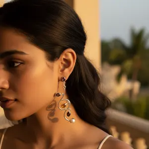 Boucles d'oreilles pendantes en argent 925 avec pierres précieuses multiples pour femme, cadeau - Product Image 2