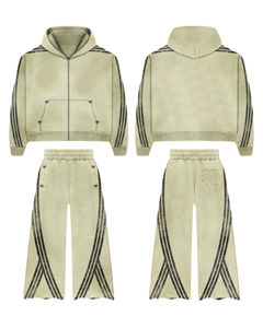 ชุดวอร์มผ้าฝ้าย2025สำหรับผู้ชายกางเกงทรงบานมีฮู้ดพิมพ์ลายสกรีนผ้าเทอร์รี่ผ้าคอตตอนผ้าซักเสื้อผ้าแนวสตรีทระบายอากาศได้ดี - Product Image 1