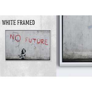 Impresión en lienzo 'No Future' de Banksy: obra de arte de una niña con un globo, lienzo con marco blanco, 1 pieza - Product Image 1