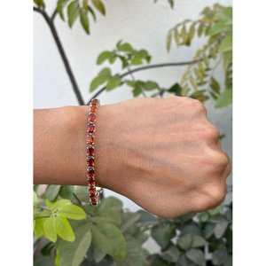 สร้อยข้อมือเทนนิสทรงวงรีประดับซิทรินเงินแท้ 925 เครื่องประดับทันสมัยและสง่างาม - Product Image 1
