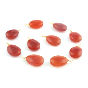 Charme en forme d'oeuf naturel orange cornaline fil wrap bricolage pendentif connecteur plaqué or simple caution faisant des connecteurs de boucle d'oreille - Product Image 4