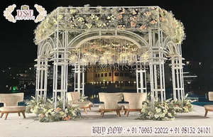 Mandap de Metal para boda moderno y elegante, Mandap de Metal moderno para bodas al aire libre, salón de banquetes de boda de moda, Mandap de Metal - Product Image 6