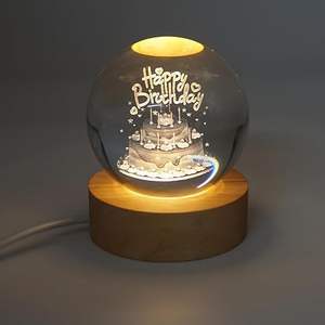 Desidiya 3D Crystal Ball Art Deco Night Light LED Silicone Glass Sphere <b>Home</b> <b>Decor</b> <b>Gift</b> Diwali Wedding Ramadan Birthday Easter - Product Image 1