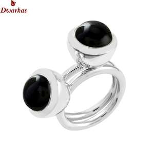 Conception simple S925 argent sterling noir onyx bague femmes élégante pierre empilable index bague en gros cadeau anneaux - Product Image 1