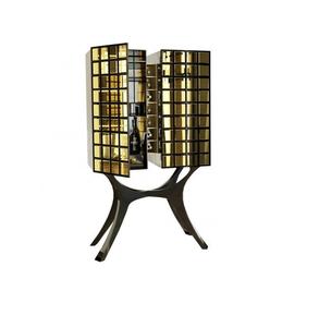 Armoire de bar moderne en bois de manguier Premium Unique carré verre noyer finition maison vin Cocktail Bar salle de sport Restaurant sous-sol café - Product Image 2