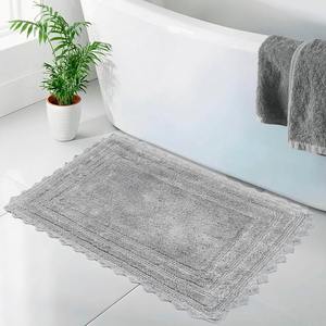 Alfombrilla de baño de algodón con mechones florales elegantes estilo hotel de lujo hecha a máquina para una decoración de baño mejorada duradera para uso doméstico - Product Image 1