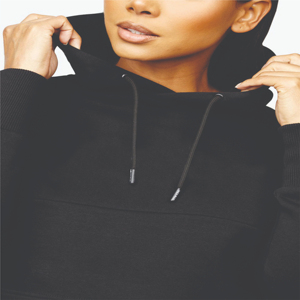 Sudaderas con capucha coreanas de algodón recortadas al por mayor para mujer, sudaderas con capucha de punto liso negro polar claro personalizadas - Product Image 2