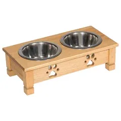 Cuencos para perros ecológicos personalizados HNH Craft HNH4115 Madera de forma cuadrada con incrustaciones de nogal No automáticos Nuevos productos al por mayor - Product Image 2