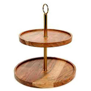 Vente chaude Acacia Bois & Métal Rode type de remise en gros forme ronde 2 niveaux faits à la main avec la meilleure qualité ustensiles de cuisine support à gâteau - Product Image 2