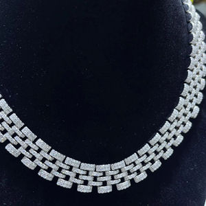 Hecho a medida VVS Moissanite diamante 925 plata esterlina Hip Hop Bling collar cadena fina moda joyería de gama alta para hombres regalo - Product Image 1