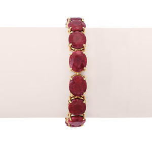 New Style Trendy 925 Silver Silver Plated Luxury Charm <b>Bracelets</b> 5x7mm Oval Cut Lab Grown <b>Ruby</b> Wedding/Party Great Gems - Product Image 4