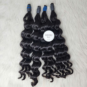 100% Raw Double Drawn <b>Curly</b> Human Vietnamese <b>Hair</b> <b>Extensions</b> Bulk Natural Color for Women - Product Image 1