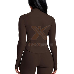 Veste de yoga respirante et durable pour femmes grandes tailles, de haute qualité, avec fermeture éclair intégrale, couleur unie, veste de fitness - Product Image 3