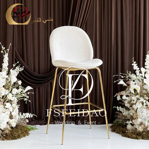 Modernos y Duraderos Taburetes de Bar con Estructura de Acero Inoxidable y Tapicería de Terciopelo Blanco, para Hogar, Bar, Comedor, Exterior y Uso en Hoteles - Product Image 4