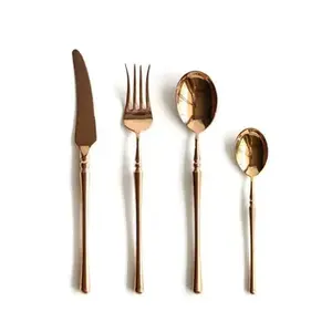 Juego de cucharas y tenedores, juego de cubiertos recubiertos de PVD de color latón y acero inoxidable, caja de regalo de mesa, embalaje disponible al mejor precio - Product Image 3