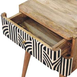 Mesita de noche floral con incrustaciones de hueso al por mayor, mesita de noche con incrustaciones de hueso, mesita de noche Negra, muebles de sala de estar DE LA India - Product Image 6