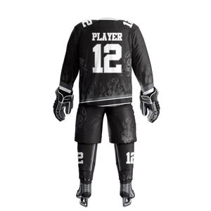 Vente en gros d'uniforme de hockey sur glace 100% polyester pour hommes taille adulte personnalisé pas cher uniforme de hockey sur glace sublimé de l'équipe - Product Image 3