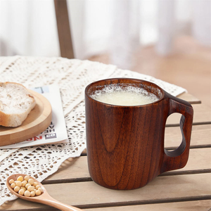 Taza de Madera Hecha a Mano para Hombre y Mujer, Regalo Perfecto para Beber Té, Elegante Juego de Taza y Platillo - Product Image 2