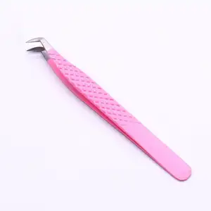 Private Label 45 90 Degree L Shape Fiber Tip Tweezers for Eyelash Extension