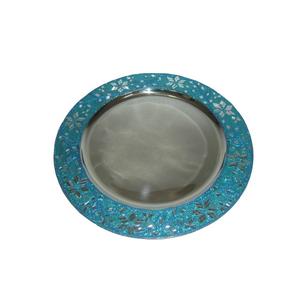 Assiette de service en métal, vaisselle de cuisine d'hôtel, décoration de table, plat de service pour aliments, plateau de service pour desserts, plateau en métal, fleur - Product Image 4