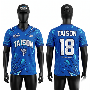Premium 180 GSM Polyester Interlock <b>Dart</b> Jersey Sky Blue Navy Contrast Side Panels Sublimation Custom Logo - Product Image 6