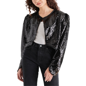 Steve Madden Juliet Cropped Piano Sequin Bolero Straight Silhouette Black Crop Top Fashion Element - Product Image 1