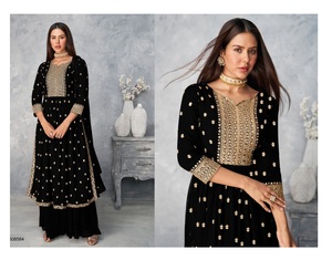 Femme Solide Kurti Avec Sharara et Dupatta Prêt à porter Sharara Costume Concepteur Conçoit blanc Couleur Partie Usure Sharara Costume - Product Image 1