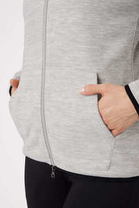 Jersey profesional Color gris caballo ecuestre tejido unido polar montar chaqueta con dos bolsillos laterales para niñas - Product Image 6