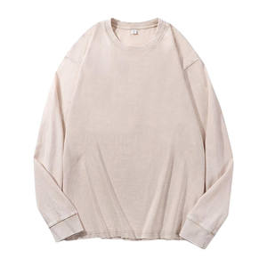 Meilleure vente T-shirt vintage pour homme délavé à l'acide personnalisable 100% coton manches longues surdimensionné T-shirt uni délavé à l'acide manches longues - Product Image 4