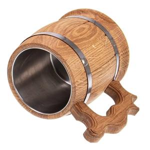 Taza de café de acero inoxidable de doble pared de grano de madera, taza de cerveza, regalo de Navidad y tamaño personalizado, precio barato - Product Image 2