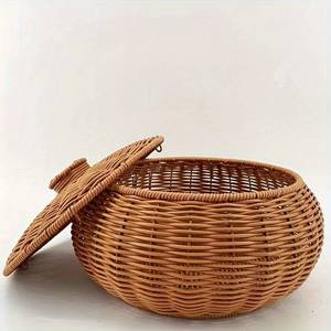 Cesta del Tesoro de ratán tejida a mano elegante solución de almacenamiento en forma de cúpula - Product Image 6