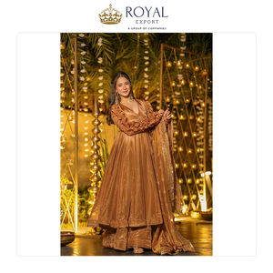 Nuevo Traje Anarkali de Alta Calidad para Mujer, Ropa de Boda, Seda Crepé Natural Pesada con Bordado, de la India - Product Image 3